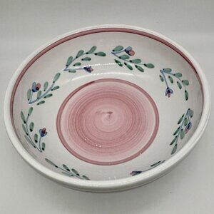 Caleca Made in Italy 10" Pasta Bowl Pink Garland Retired Pattern Pink Blue Green